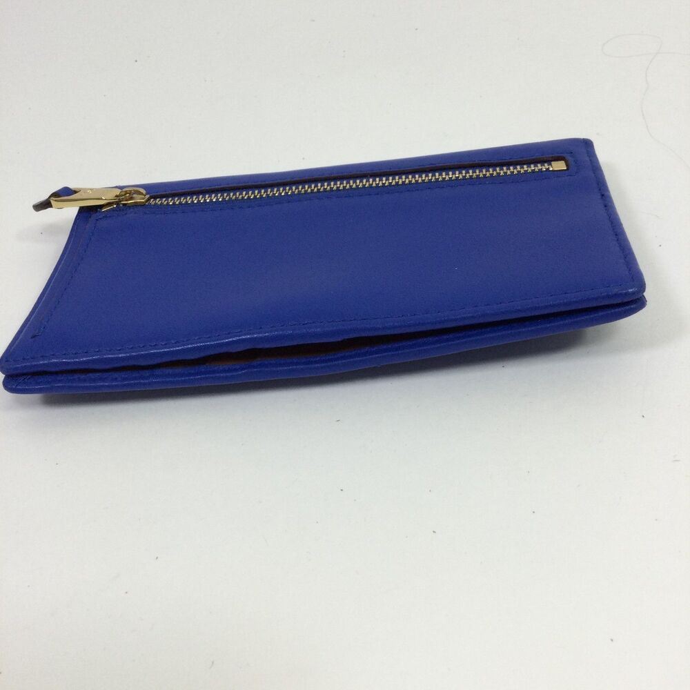 Lauren Ralph Lauren Womens Crosshatch Sheep Leather Slim Wallet Blue One Size - Picture 7 of 14